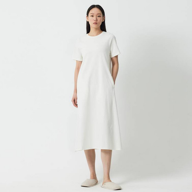 JAJU 女性透氣智慧短袖棉質連身睡裙