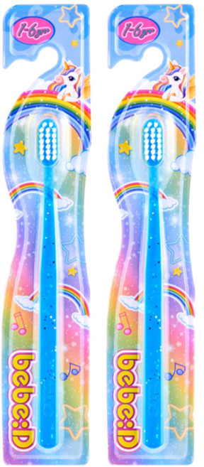 bebeD 유아용 초콜릿도 잘 닦이는 칫솔, 반짝이블루, 1개입, 2개