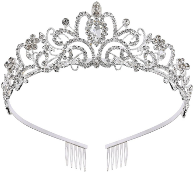 플로우코드 파티 웨딩 소품 티아라 왕관, 실버, 1개
