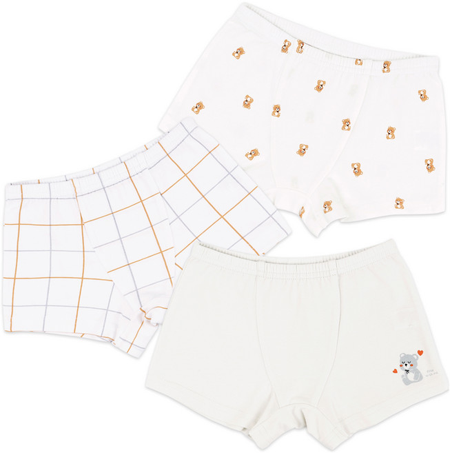 메이키즈 남아용 버블베어 면스판 드로즈 3종 세트