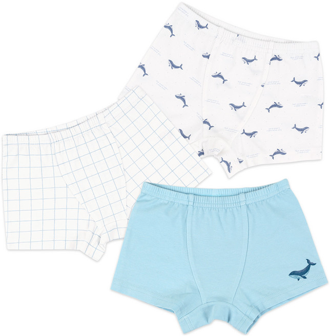 메이키즈 남아용 도트고래 면 스판 드로즈 3종 세트