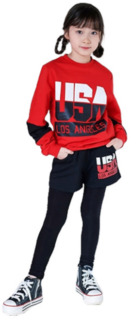 잭키드 여아용 USA포인트 상의 + 반바지 세트