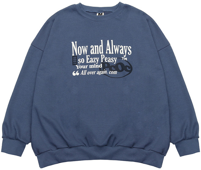 라라온 라라운 박스핏 라운드넥 면 레터링 맨투맨 TSP1756