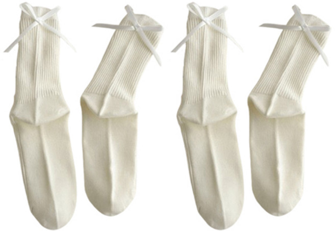 맙소샵 여성용 백리본 발레코어 중목 패션 양말 2켤레 HR100