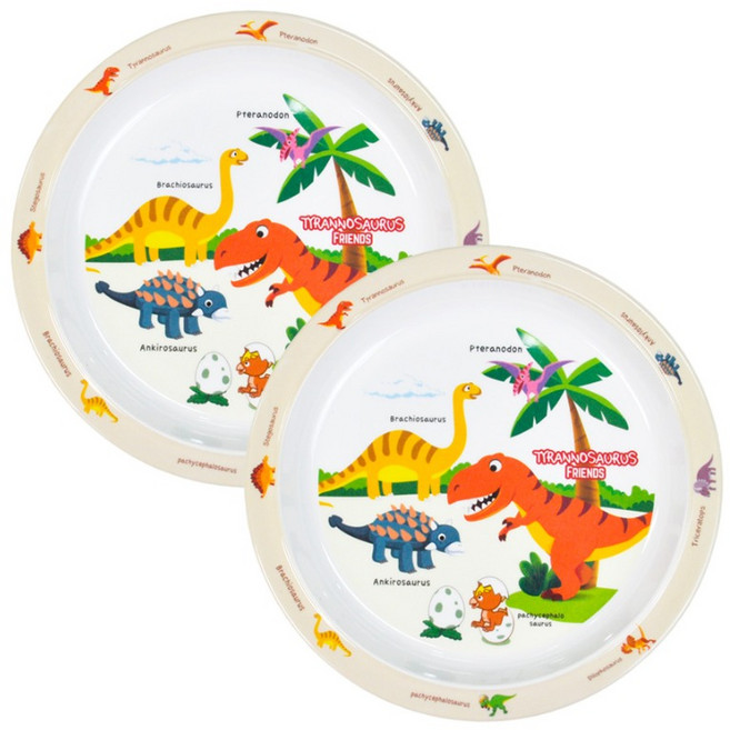 키친유 티라노 원형 간식접시, 혼합색상, 2개