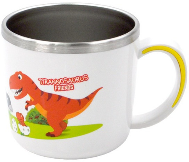 키친유 티라노 논슬립 스텐 손잡이컵, 화이트, 1개, 280ml