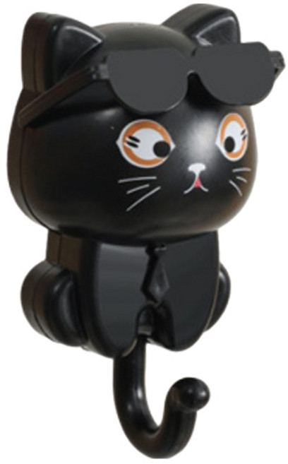 고양이 무타공 벽 후크, 블랙, 1개