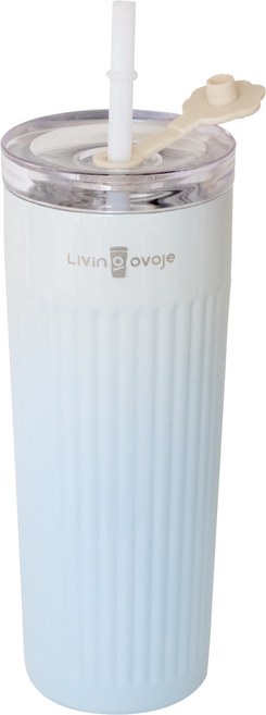 리빙오보제 그라데이션 슬림핏 스트로우 텀블러, 스카이블루, 500ml, 1개