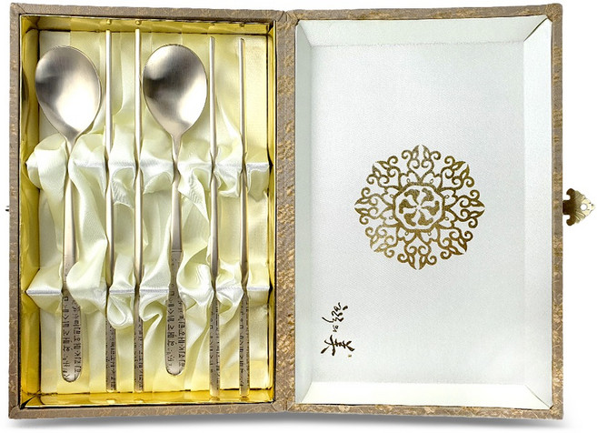 키친이레 한국의미 티타늄 부부 수저세트, 1세트, 숟가락 2p + 젓가락 2p, 골드