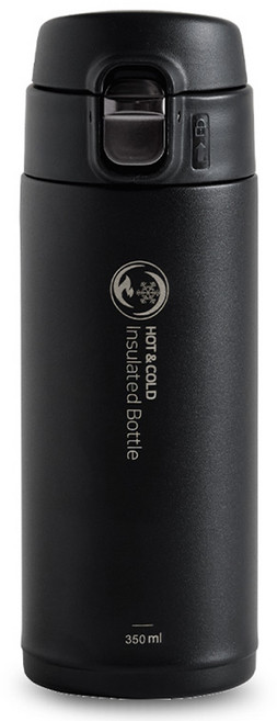 리벤스 원터치 보온보냉 스텐 보틀 텀블러, 블랙, 350ml, 1개