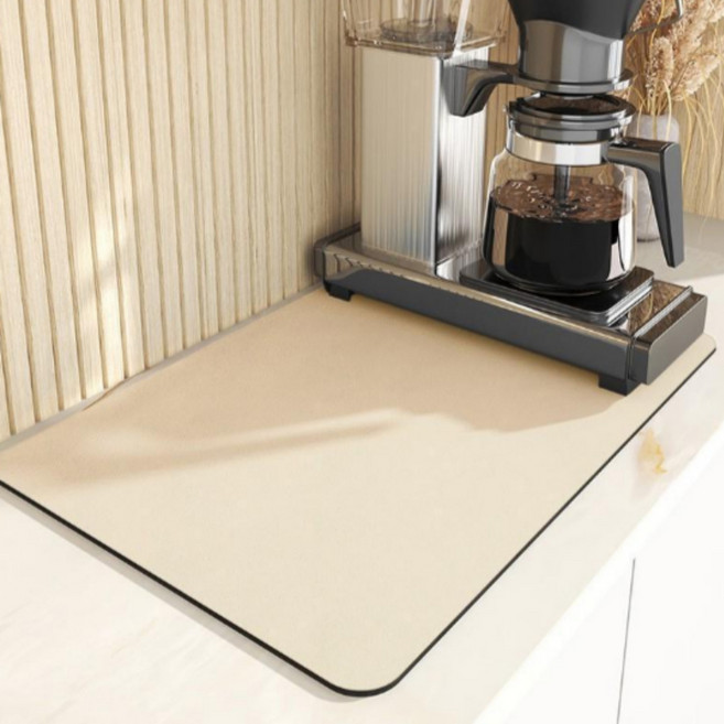 사라사 주방 심플 규조토 식기건조 테이블매트, 아이보리, 1개, 50 x 40 cm