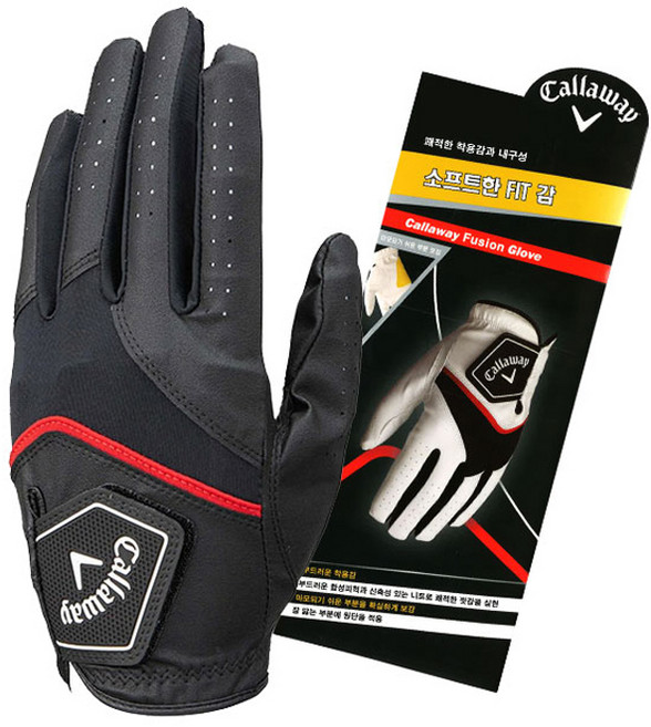 캘러웨이 남성용 2023 퓨전 골프장갑 왼손용, 블랙, 1개