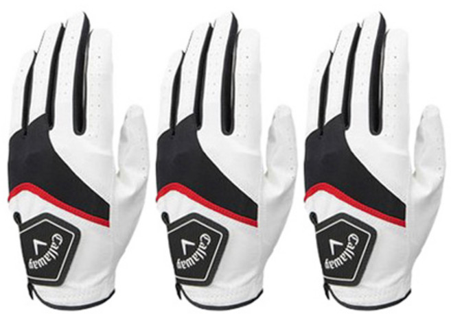 캘러웨이 남성용 퓨전 골프장갑 왼손용, 화이트, 3개