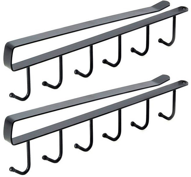 깨비다 무타공 클립형 조리도구걸이, 블랙, 2개