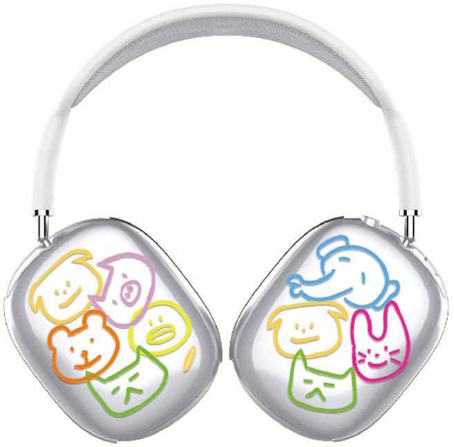 SHARON6 AirPods Max 透明設計保護殼 2入, 快樂動物, 單一商品, 1個