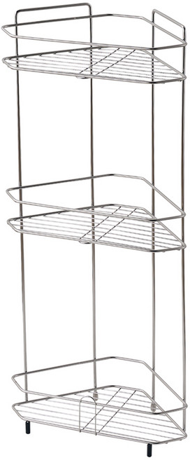 퓨어셀 올스텐 수평 조절 욕실 코너 선반 3단, 실버, 1개