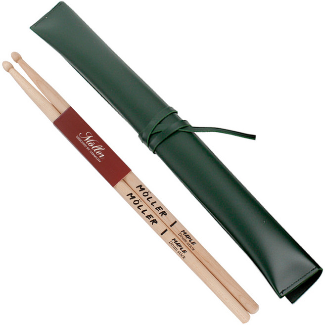뮐러악기 드럼스틱 2p + 가죽 케이스 세트, 1세트, 그린