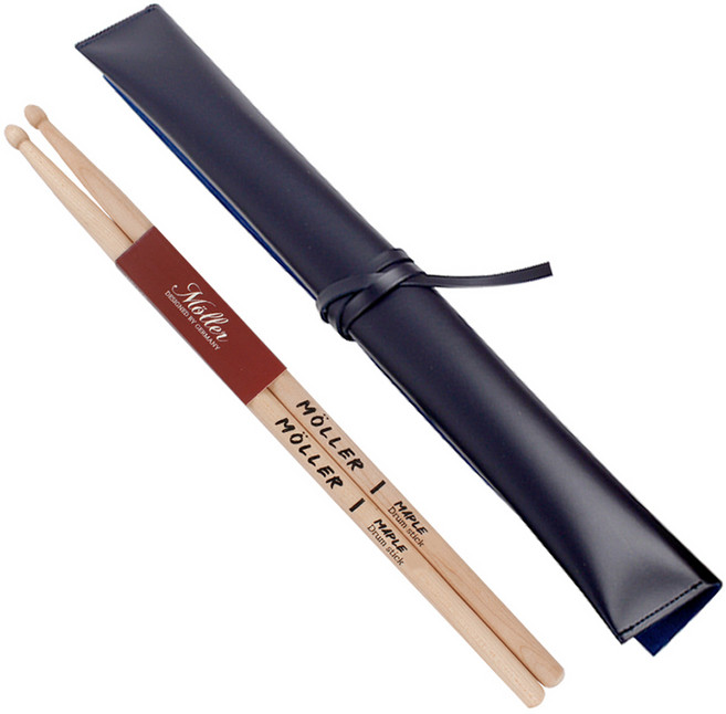 뮐러악기 드럼스틱 2p + 가죽 케이스 세트, 1세트, 블루