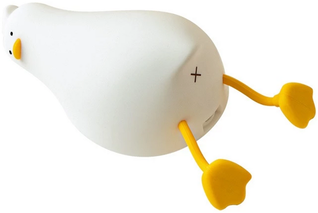 拍平方 造型小夜燈 硅膠 21 x 10 x 6.2cm 暖光 156g, 躺平鴨 白色