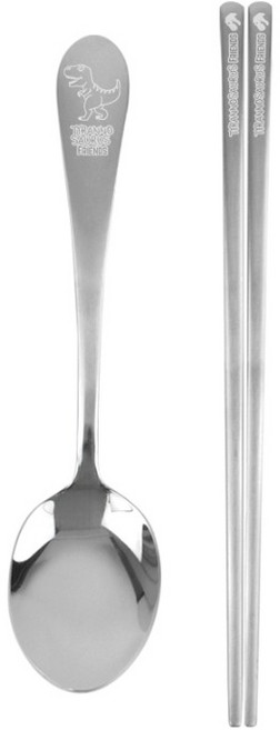 키친유 티라노 수저, 실버, 1세트, 스푼 + 젓가락
