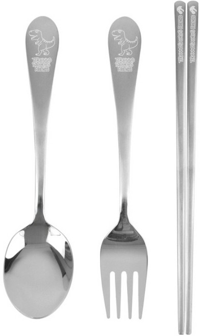 키친유 티라노 수저, 실버, 1세트, 스푼 + 포크 + 젓가락