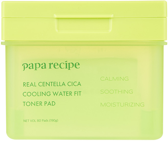 파파레서피 리얼 센텔라 시카 쿨링 워터 핏 토너패드 190g, 1개, 80매입