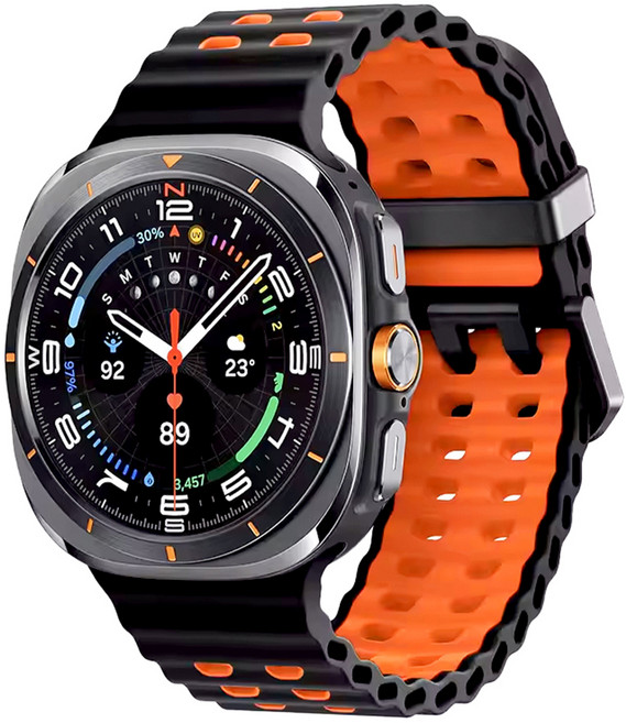 스페이스쉴드 갤럭시워치 투톤 마린 오션 실리콘 스트랩, 블랙오렌지, 1개