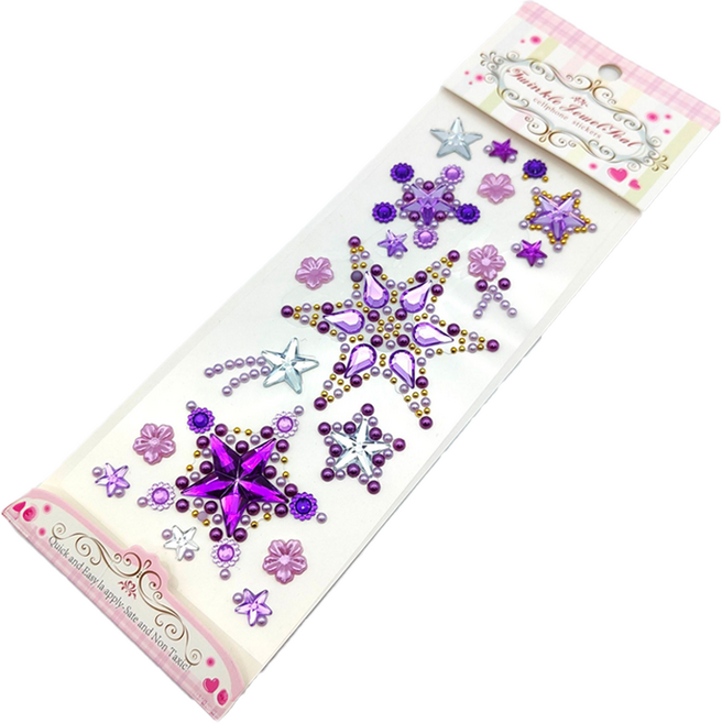 인아트 다용도 예쁜 보석 스티커, 오각별보라, 1개