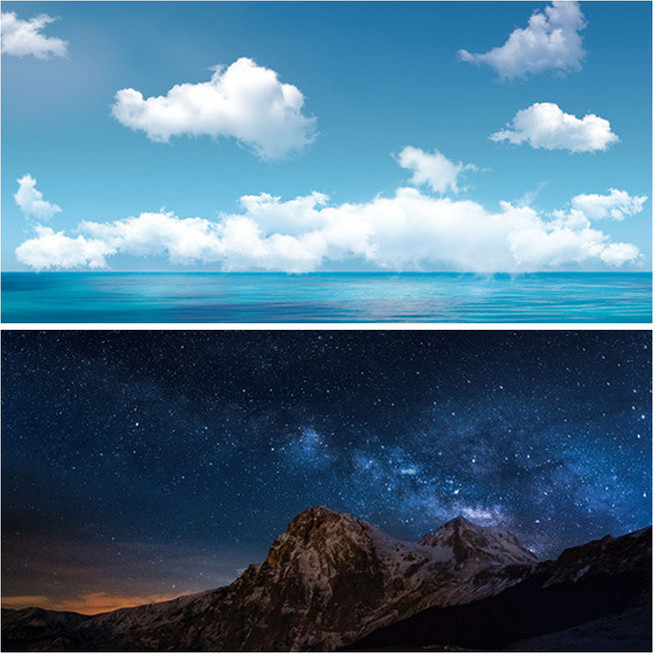 대한 사진 촬영 소품 자연풍경 양면 배경지 바다와 별, 1개, PABP-PGB 801