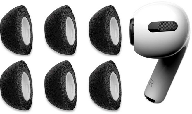 COMPLY 記憶海綿耳塞 NEW PACK AirPods Pro 1 2代專用耳塞 M尺寸 兩側套組, 黑色, 44-50330-23, 6個
