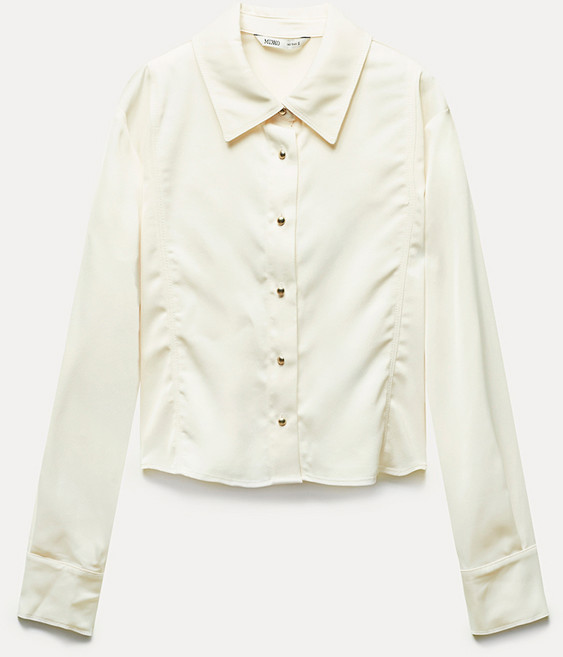 미쏘 여성용 사틴 크롭 블라우스