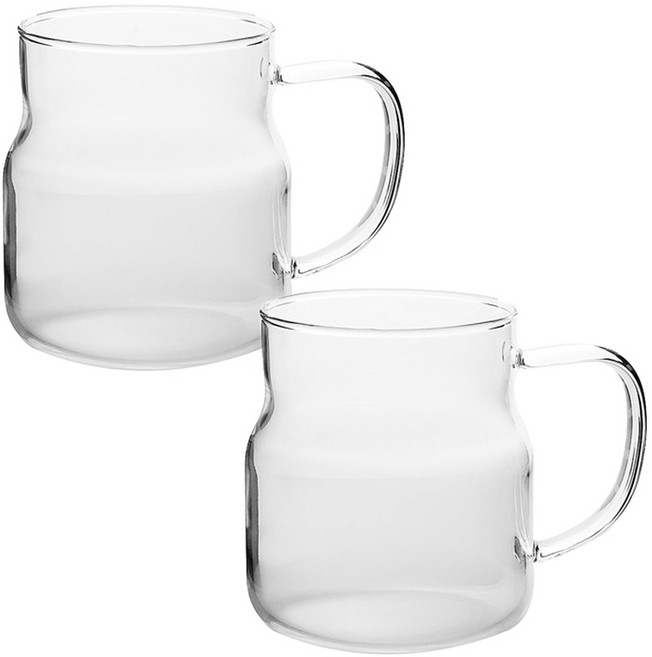 아메리칸로드 심플 손잡이 다용도 유리컵 600ml HR067, 투명, 2개