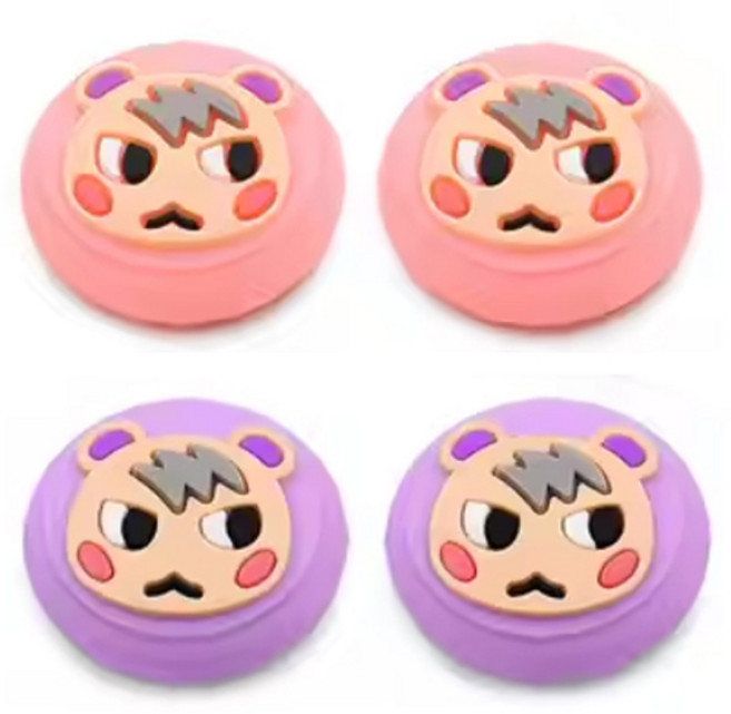 호후 닌텐도 스위치 OLED 라이트 케이스 아날로그 조이콘 스틱 커버 쭈니스틱캡 2종 x 2p 세트, 핑크, 퍼플, 1세트