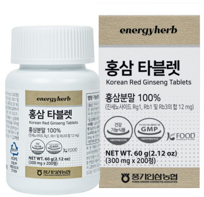 에너지허브 홍삼 타블렛 60g, 1개, 200정