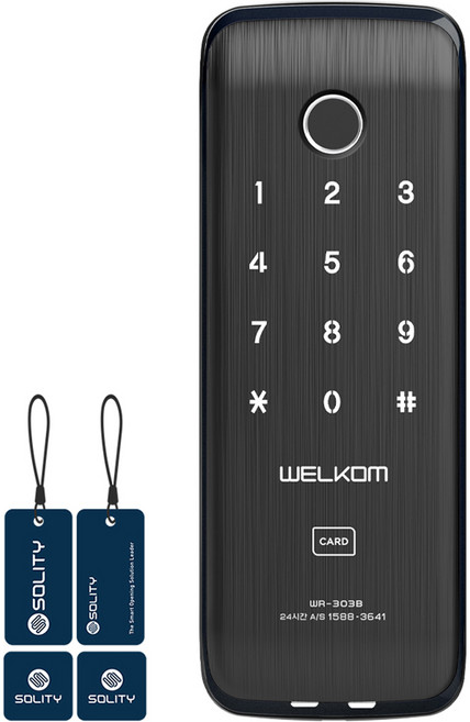SOLITY WELCOM 輔助鎖型指紋辨識電子門鎖, WR-303B, 顧客自行安裝