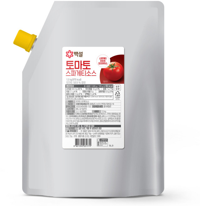 백설 토마토 스파게티 소스, 1개, 1.5kg