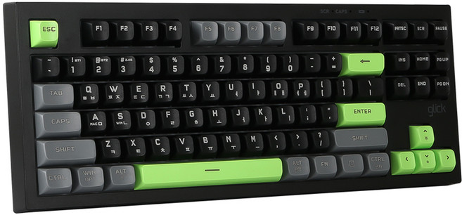 지클릭커 오피스프로 사일런스 M RGB 무선 무소음 방수 블루투스 87키 키보드, POKER GREEN RC2, WK50, 제조사축