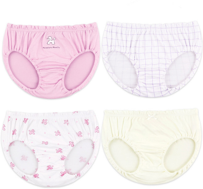 Maykids 女童款可愛貴賓犬印花三角褲4件組