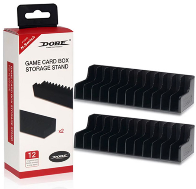 DOBE 닌텐도 게임카드 타이틀 게임칩 패키지 보관 런히 스탠드 거치대, 블랙, 1개