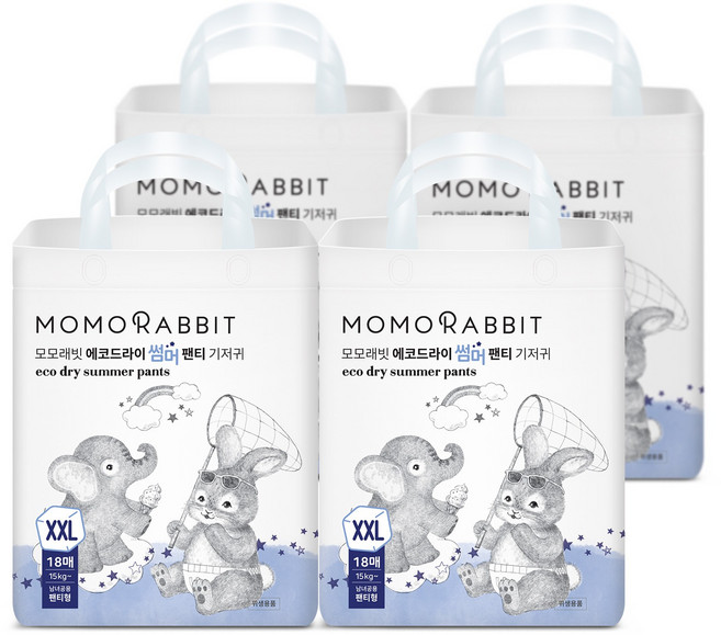 모모래빗 에코드라이 썸머 팬티 기저귀 아동용, 점보형(2XL), 72매