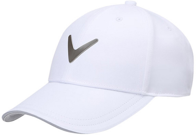 Callaway 卡拉威 2025 Tour系列V型金屬Logo高爾夫球帽, 白色, 1個
