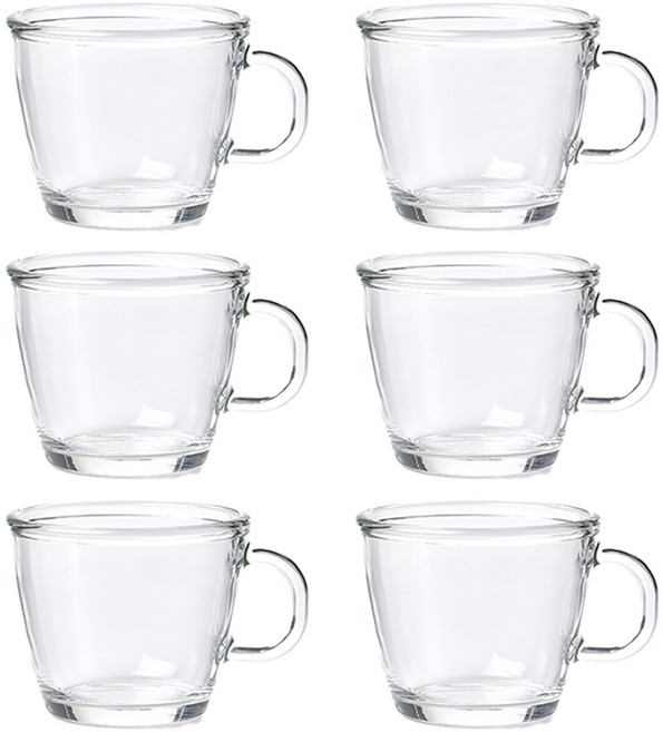 글라스락 라떼 유리잔 255ml, 투명, 6개
