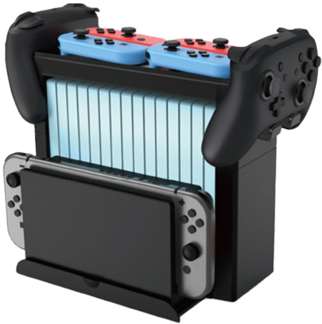 DOBE 닌텐도 게임카드 타이틀 게임칩 패키지 보관 독연결 지타워 스탠드 거치대, 블랙, 1개