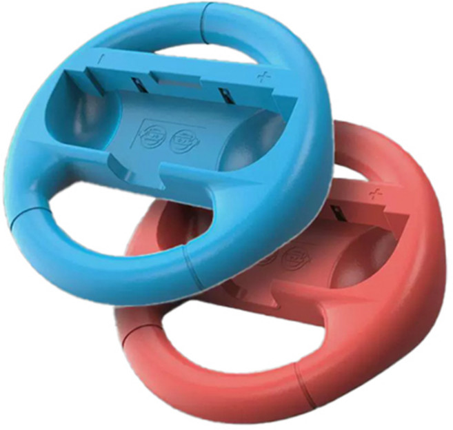 호후 레스 닌텐도 스위치 OLED 조이콘 레이싱 휠 핸들 그립 케이스 2종 세트, 네온블루, 네온레드, 1세트