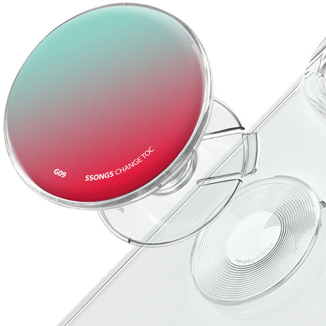 체인지톡 핸드폰 거치 탈부착 홀더 그립 체인지 스마트톡, G09 민트레드, 1개