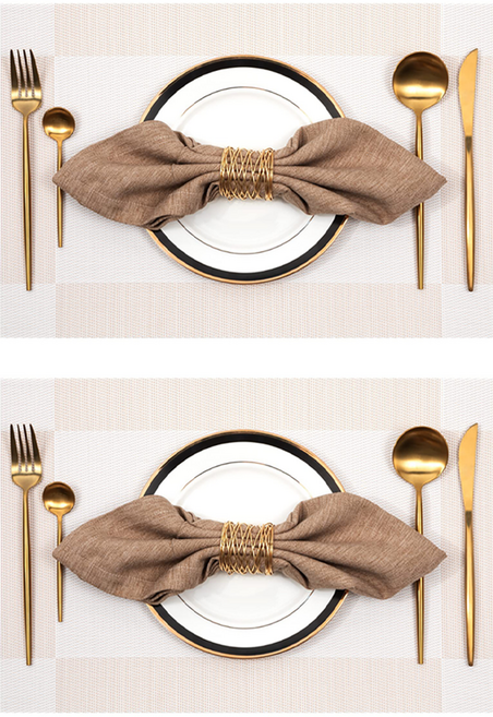 파이네스트원 컬러 프레임 식탁 테이블 매트, 베이지 화이트, 2개, M(45 x 30 cm)