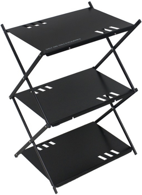 버팔로 캠핑 접이식 포티 쉘프 테이블 + 보관가방 세트, BLACK(테이블), 블랙(보관가방), 1세트, 3단