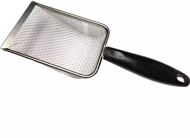 플로우코드 고양이 화장실 촘촘한 스텐 철망 모래삽, 실버, 1개