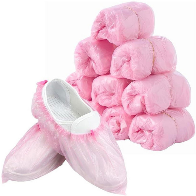 로이홈 PE 도톰한 일회용 신발 덧신 커버, 핑크, 100개