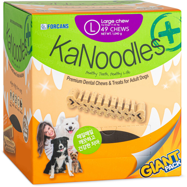 포켄스 강아지 카누들 플러스 필로팩 대용량 덴탈껌 L 49p, 구강청결, 1.04kg, 1개